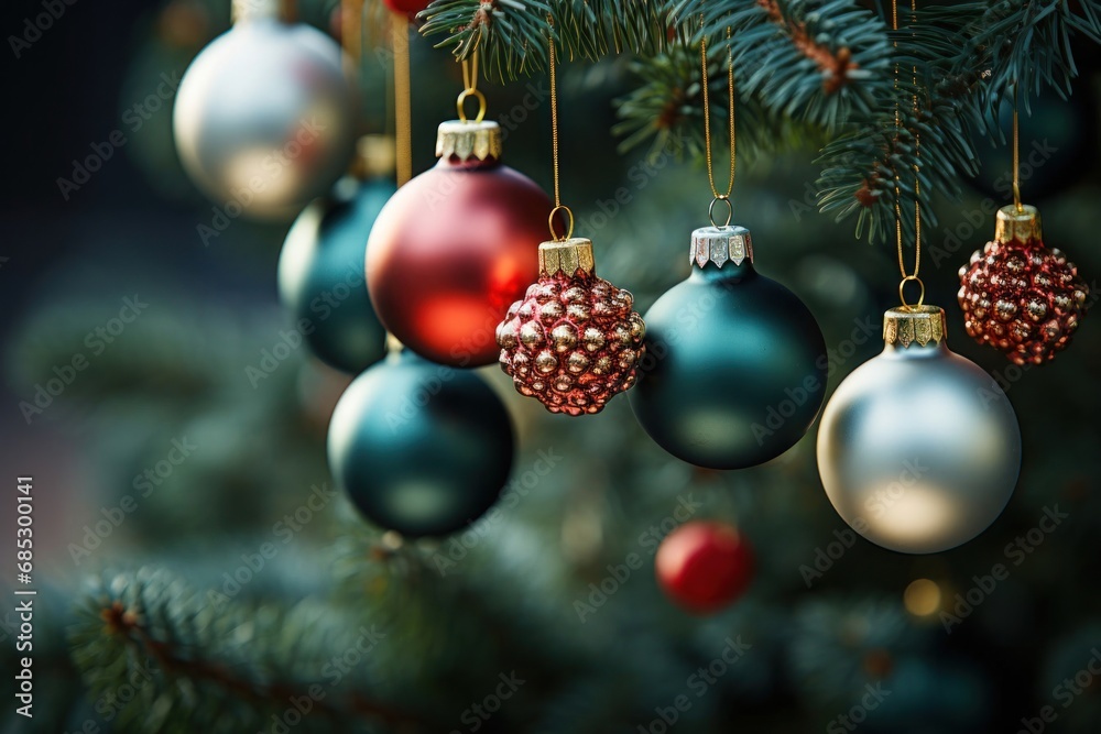 Ornament-filled Tree Shining with Festive Decorations Generative AI Ornament-filled Tree Shining with Festive Decorations Generative AI
