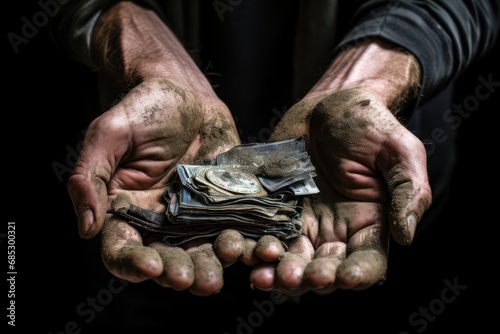 homeless outreach day. Dirty hands of a homeless man