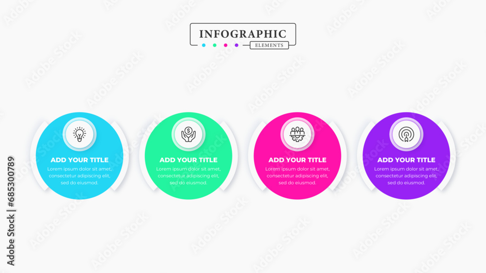 Creative vector business circle infographic elements with 4 steps or options