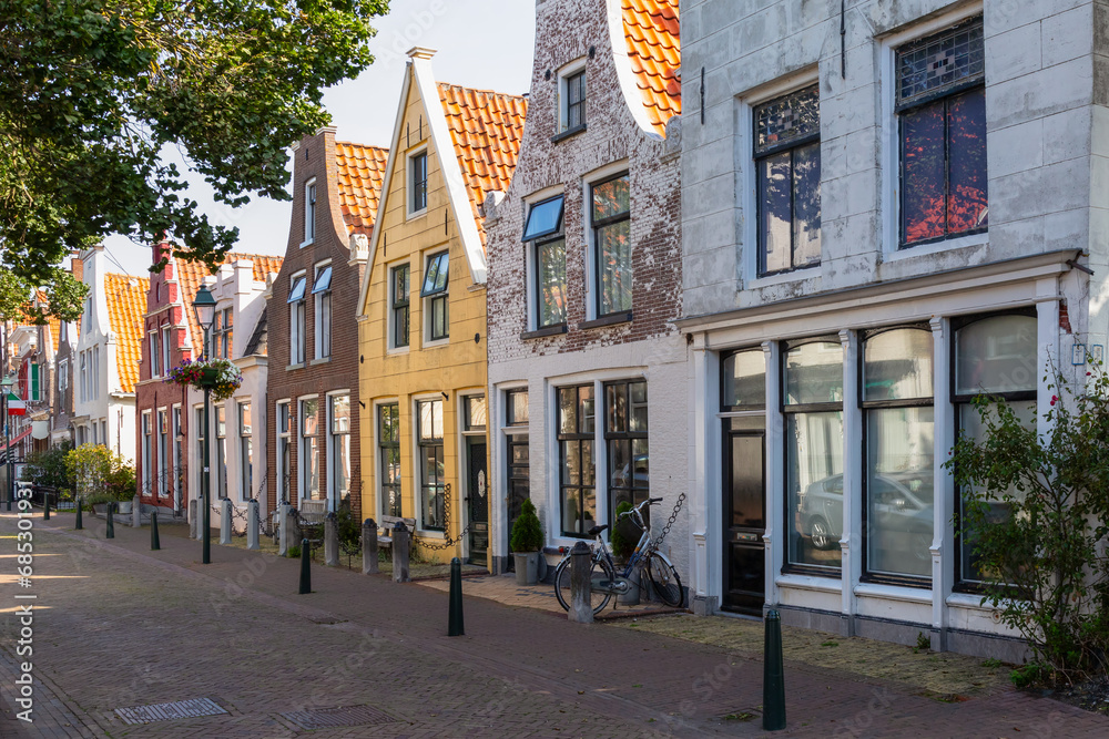 Narrow street in the center of Harlingen in Friesland.