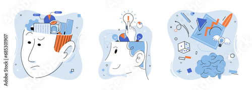 Abstract thinking. Vector illustration. Mental agility is essential for abstract thinking, allowing us to navigate complex ideas and situations Innovation arises from fusion creative thinking