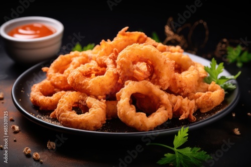 Calamari rings deep-fried in breading