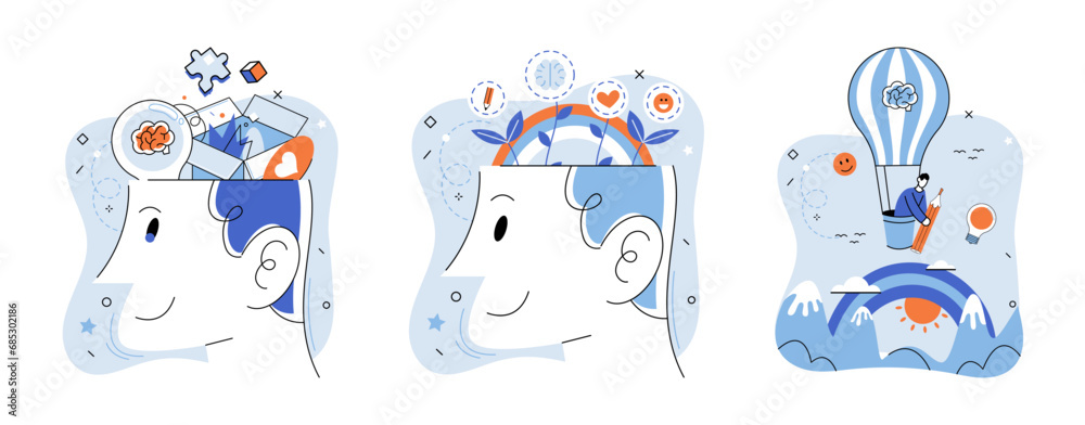 Mindset. Vector illustration. The mindset concept encourages us to ...