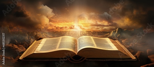 Revelations in the New Testament Bible Book of Revelation copy space image