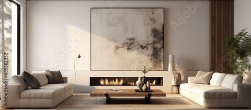 Modern Living Room Interior Design Series copy space image © vxnaghiyev