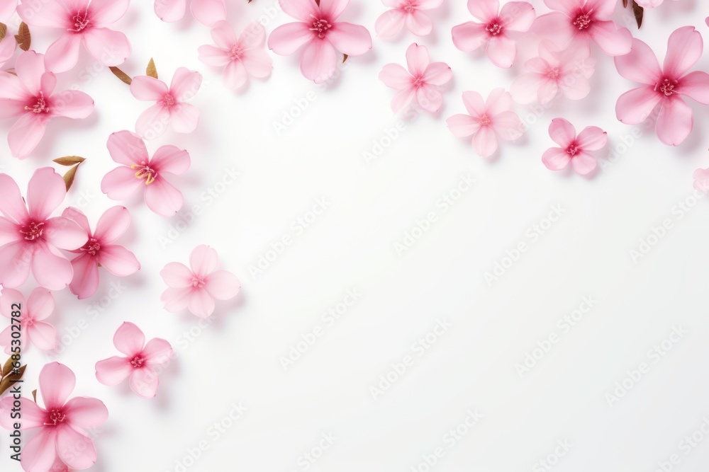 Spring background with flowers and a frame for text empty mock up