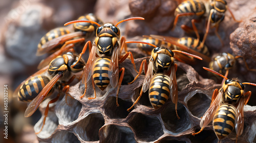 close up of a swarm of wasps