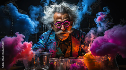 a mad scientist in his ultra modern laboratory photo