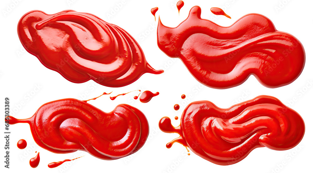 Set of tomato ketchup splashes, cut out Set of tomato ketchup splashes, cut out