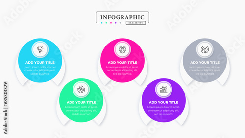 Modern vector business infographic elements with 5 steps or options