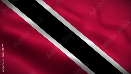 Trinidad and Tobago flag waving animation, perfect loop, official colors, 4K video photo