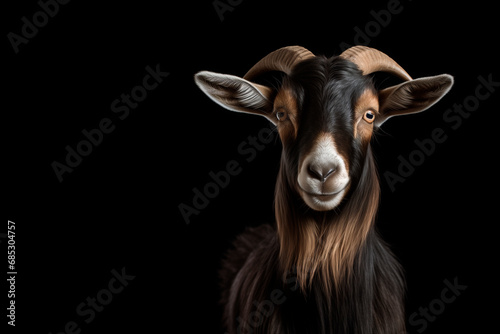 Frontal view of a goat  isolated