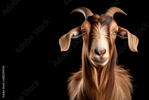 Frontal view of a goat, isolated