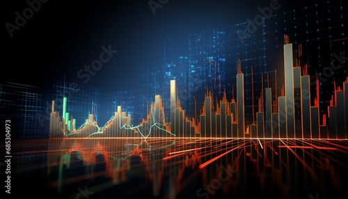 financial chart on virtual screen. abstract background. 3d illustration. © mh.desing