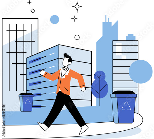 Clean city. Vector illustration. Through collective efforts,city works towards common goal of protectingenvironment and creating sustainable future Climate change is critical concern in clean city