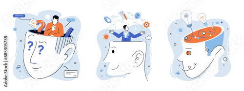 Mindset. Vector illustration. The mindset concept inspires us to challenge conventional thinking and explore uncharted territories Learning is ongoing journey self-discovery improvement