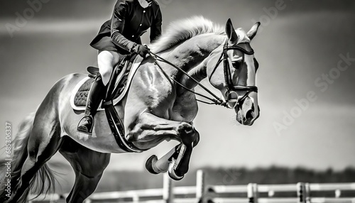 horse jumping equestrian sports show jumping themed photo macro black and white © Kelsey