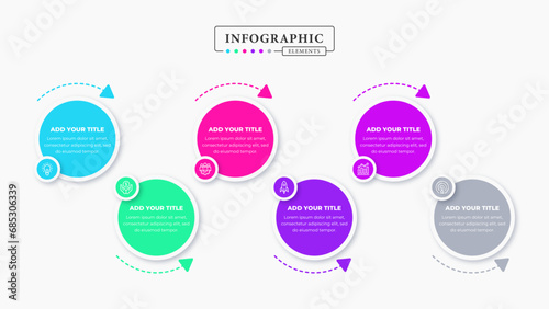 Vector business infographic presentation elements with six steps or options
