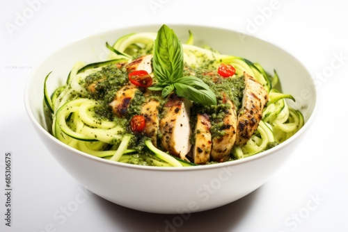 Chicken and Pesto Zoodle Bowl - Icon on white background