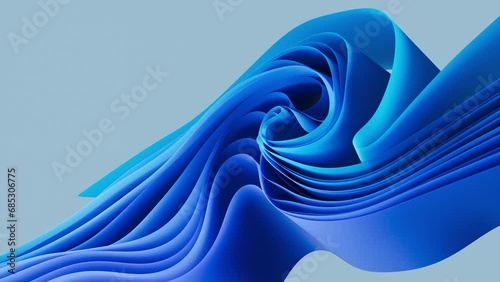 3D blue waves with layered stripes for a serene, modern background.