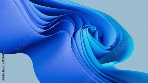 Blue waves featuring a 3D layered stripe effect, modern background animation