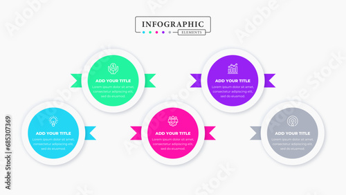 Vector creative business infographic presentation template with 5 steps or options
