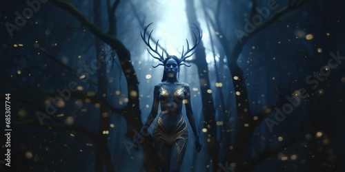 Leinwand Poster Goddess of the Enchanted Woodlands