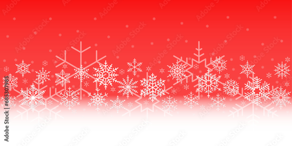 White Seamless Snowflake Pattern Isolated On Snow Red Ombre Background