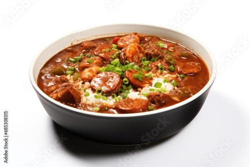Cajun Shrimp and Andouille Sausage Gumbo - Icon on white background © GalleryGlider