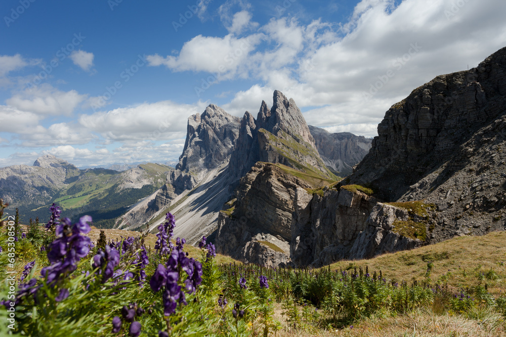 view of the Seceda area in the Italian Dolomites