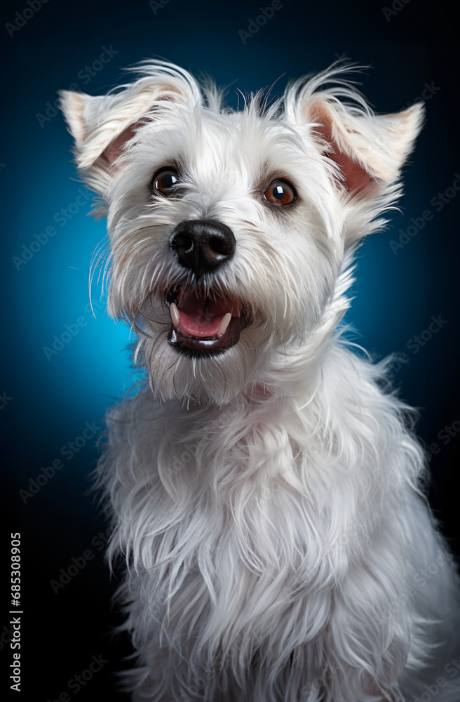 Westie White Terrier Dog Studio Portrait - Generative AI