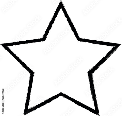 five pointed star line icon grunge style vector