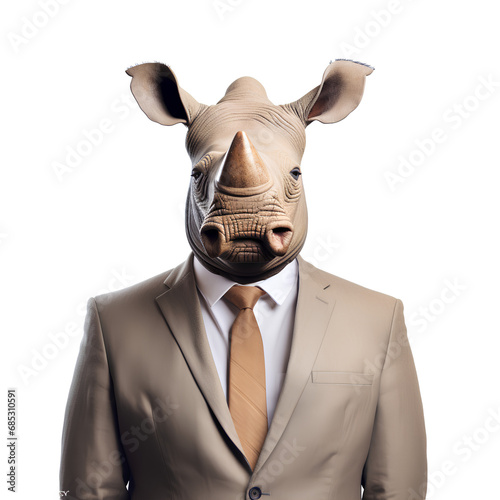 Businessman with animal head on transparent background PNG. Businessman concept has animal-like character.