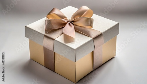 square gift box with a bow on a white background © Slainie