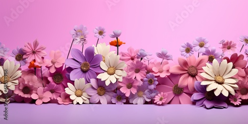 Beautiful flowers on lilac background.