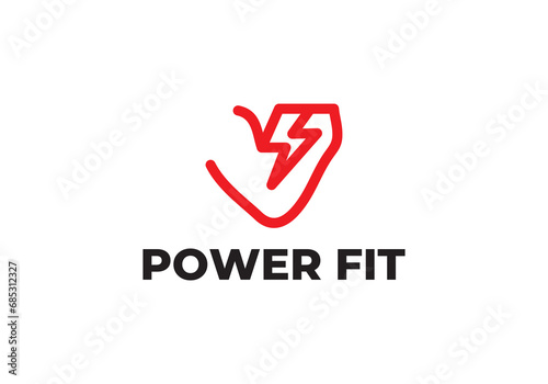 muscles lightning logo design, power fitness gym symbol vector design