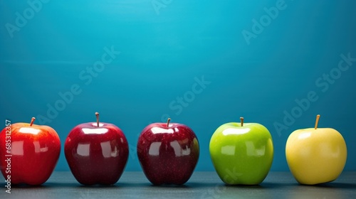 Apples over a blue UHD wallpaper © Ghulam