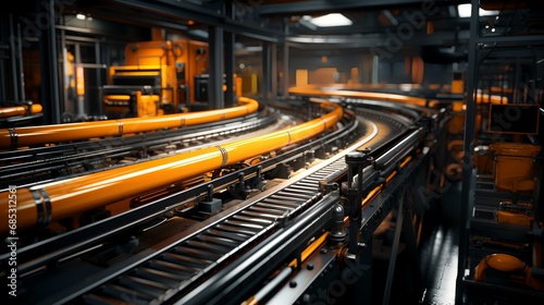 3d render of conveyor belt in modern factory. Industrial background © Sumera