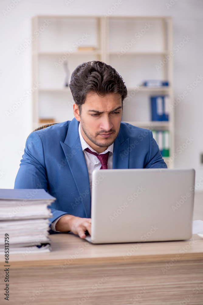 Young male employee working in the office Young male employee working in the office