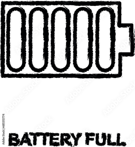battery full sign icon grunge style vector