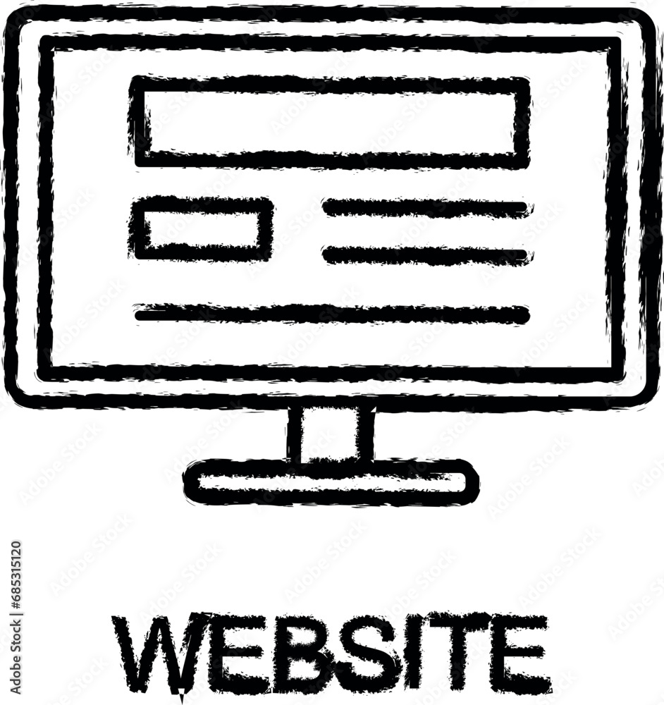 website line icon grunge style vector