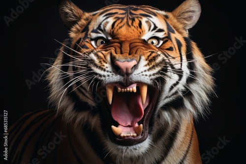 A roaring tiger portrait.