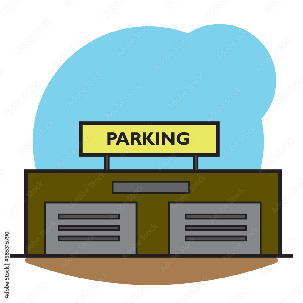 Isolated parking building icon flat design Vector Isolated parking building icon flat design Vector