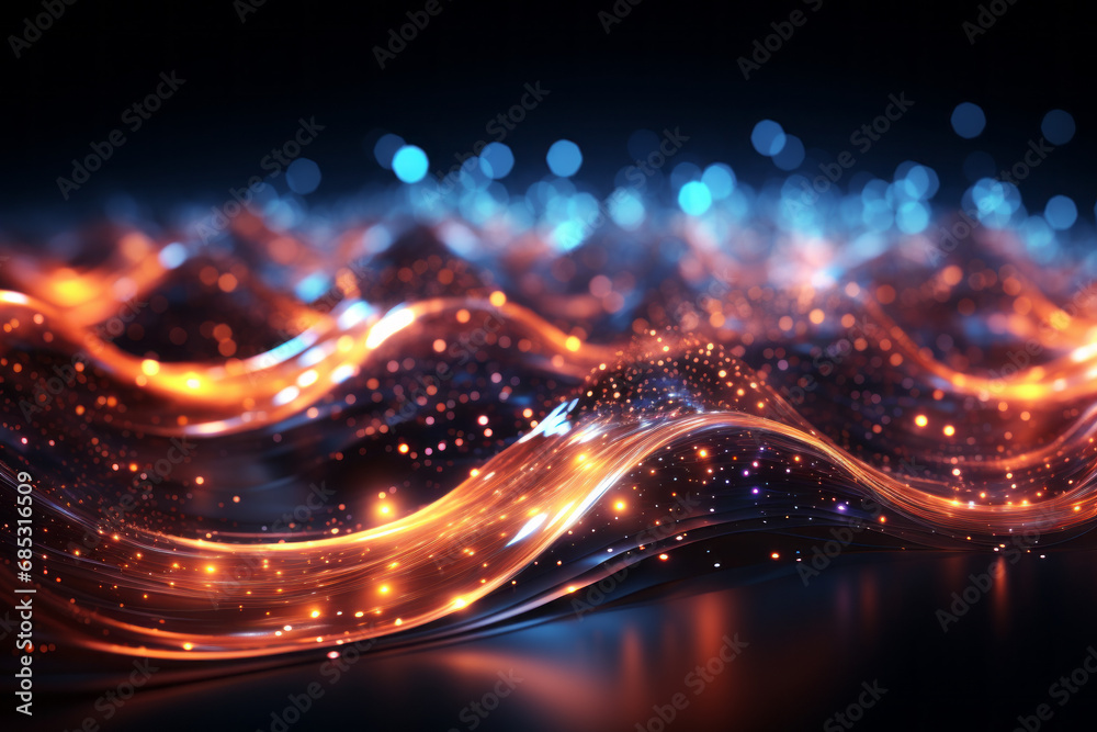 Wave of bright particles. Sound and music visualization. Generative Ai Wave of bright particles. Sound and music visualization. Generative Ai