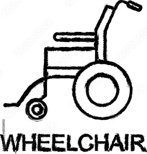 wheelchair line icon grunge style vector