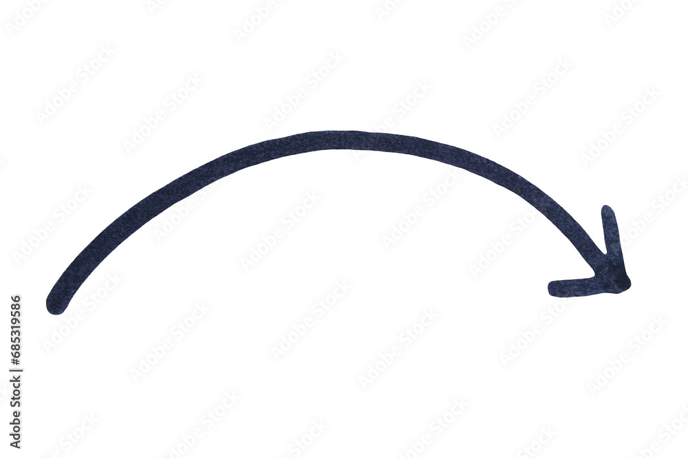 An arrow sign drawn with black marker on transparent background An arrow sign drawn with black marker on transparent background