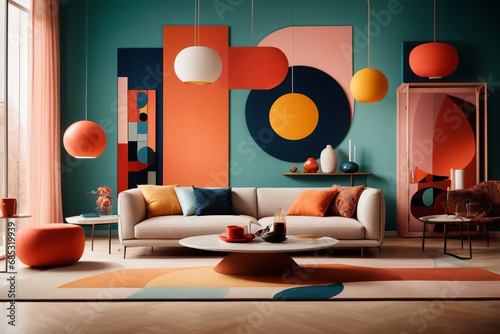 Abst ract Alcove: Wassily Kandinsky's Geometric Living Room Revolutiongenerated with AI photo