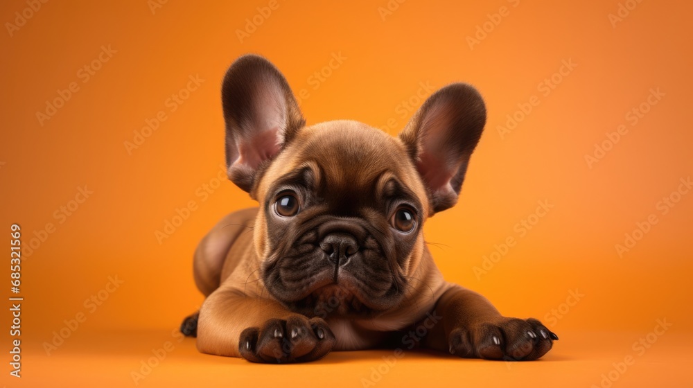 studio portrait of french bulldog puppy,isolated on clean background