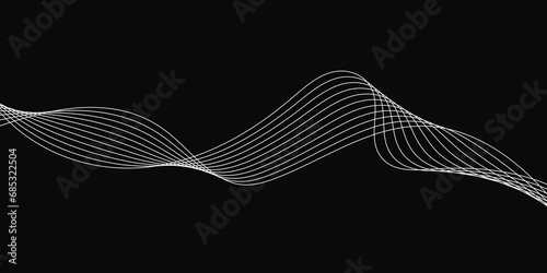 Abstract Black background with a glowing abstract waves. Abstract wave element for design. Digital frequency track equalizer, Futuristic background design. Long exposure, Light painting photography.
