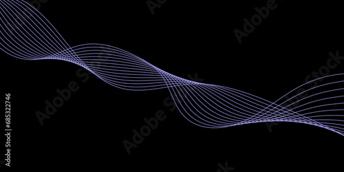 Abstract Black background with a glowing abstract waves. Abstract wave element for design. Digital frequency track equalizer, Futuristic background design. Long exposure, Light painting photography.